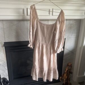 Lovestitch Cream Embroidery & Smocked Dress